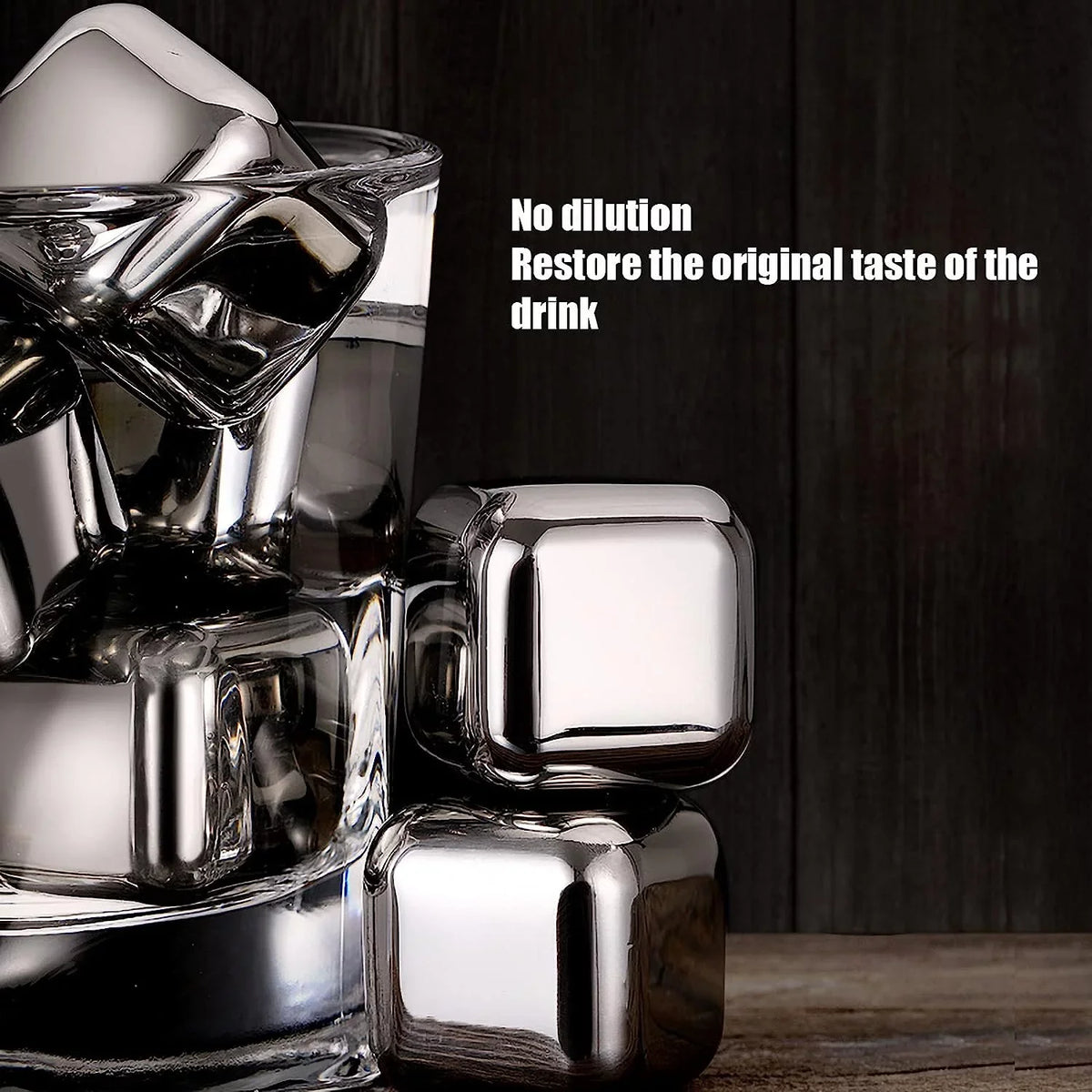 Rocks Chilling Stainless Steel Party Drinks Reusable Metal Ice Wine Tonic Whisky Women(Size:16 for Men Whisky Pieces,Color:Square) Gin Cooling Cube Scotch Stones