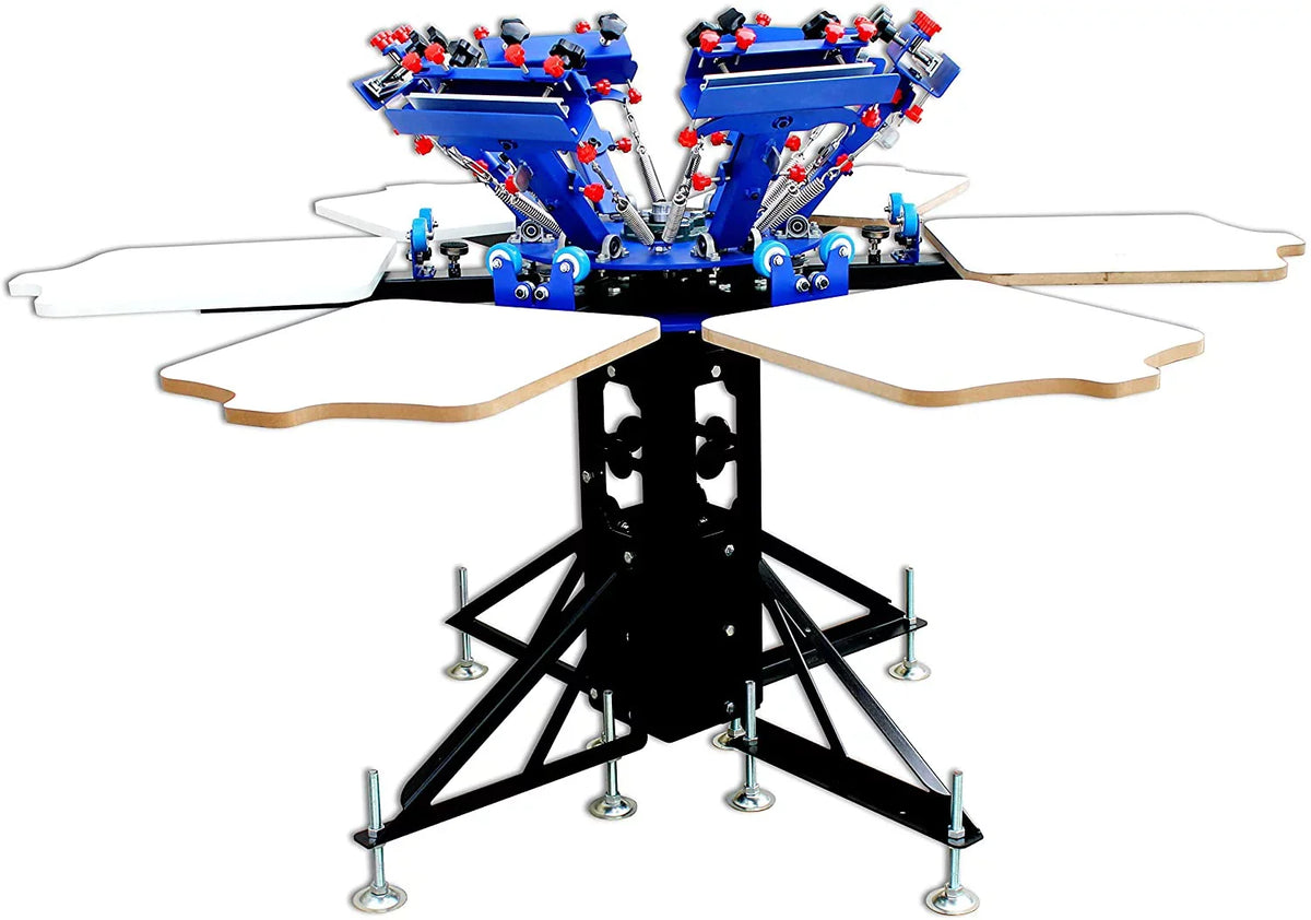 Color Equipment Manual T-Shirt Printer Rotary Press Printing Micro-Registration DIY Machine Double 6 Screen Station 6 INTBUYING