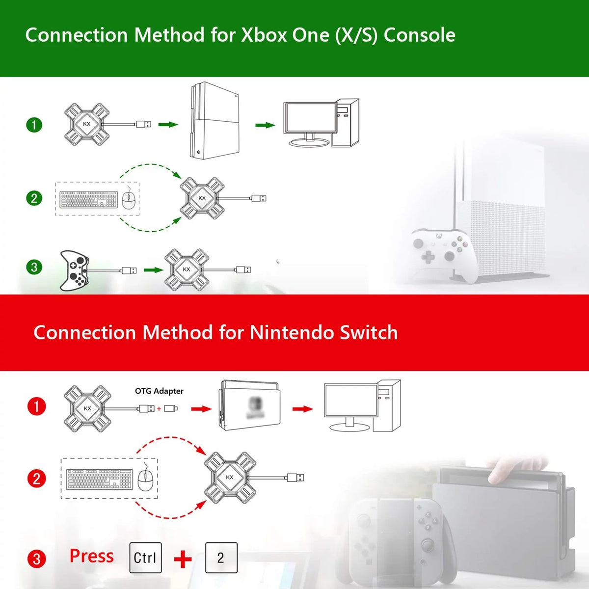 Gamepad Converter Keyboard Adapter Switch/X-box/PS5/P-S-4/PS3 Mouse KX Mouse Replacement Portable Controller Keyboard for Adapter Adapter Abody
