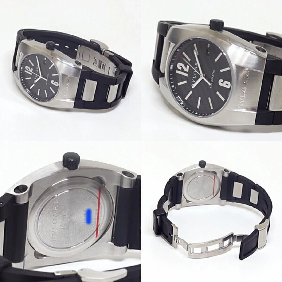 EG40S BVLGARI watch rubber (Good) black self-winding dial Ergon (black) men's Pre-Owned belt Bulgari