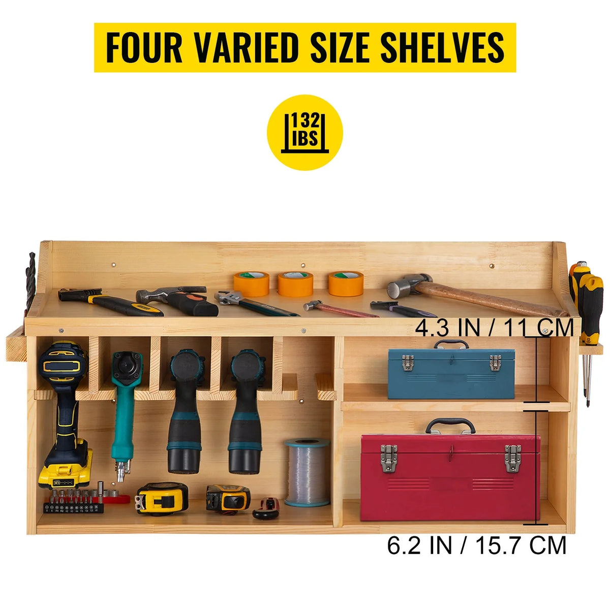 BENTISM Mounted Organizer Tool Tool Wall 5 Slots Drill Wall 4-shelf Power Holder