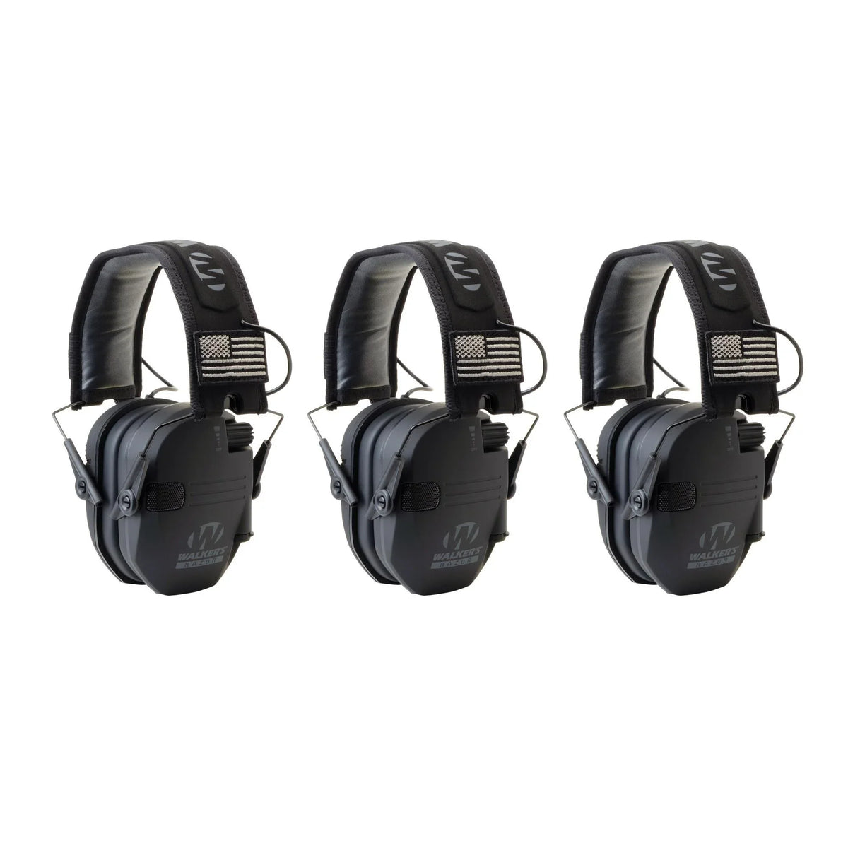 Electronic America Walker's 3-Pack, Razor Patch Slim Black Shooting Muffs