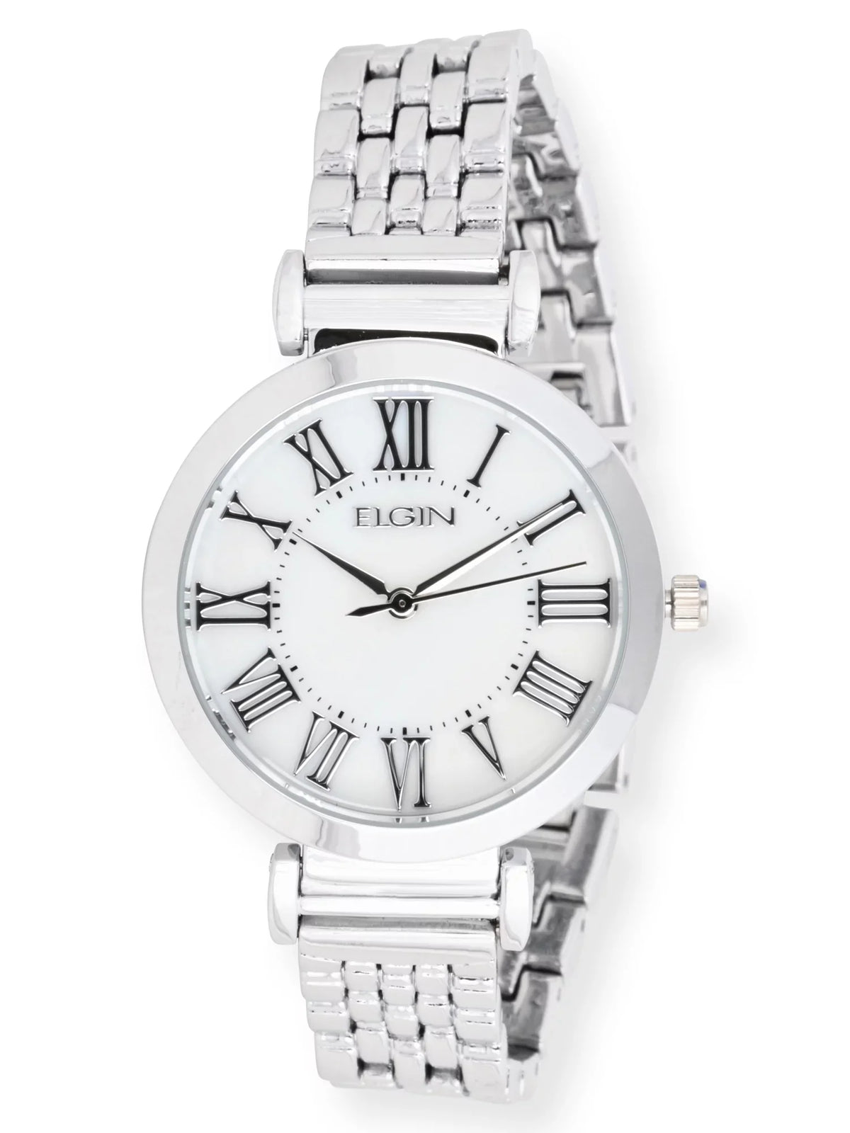 of Dial Analog Female EG17004SST in Adult with - Pearl Mother Set Watch Elgin Silver Round
