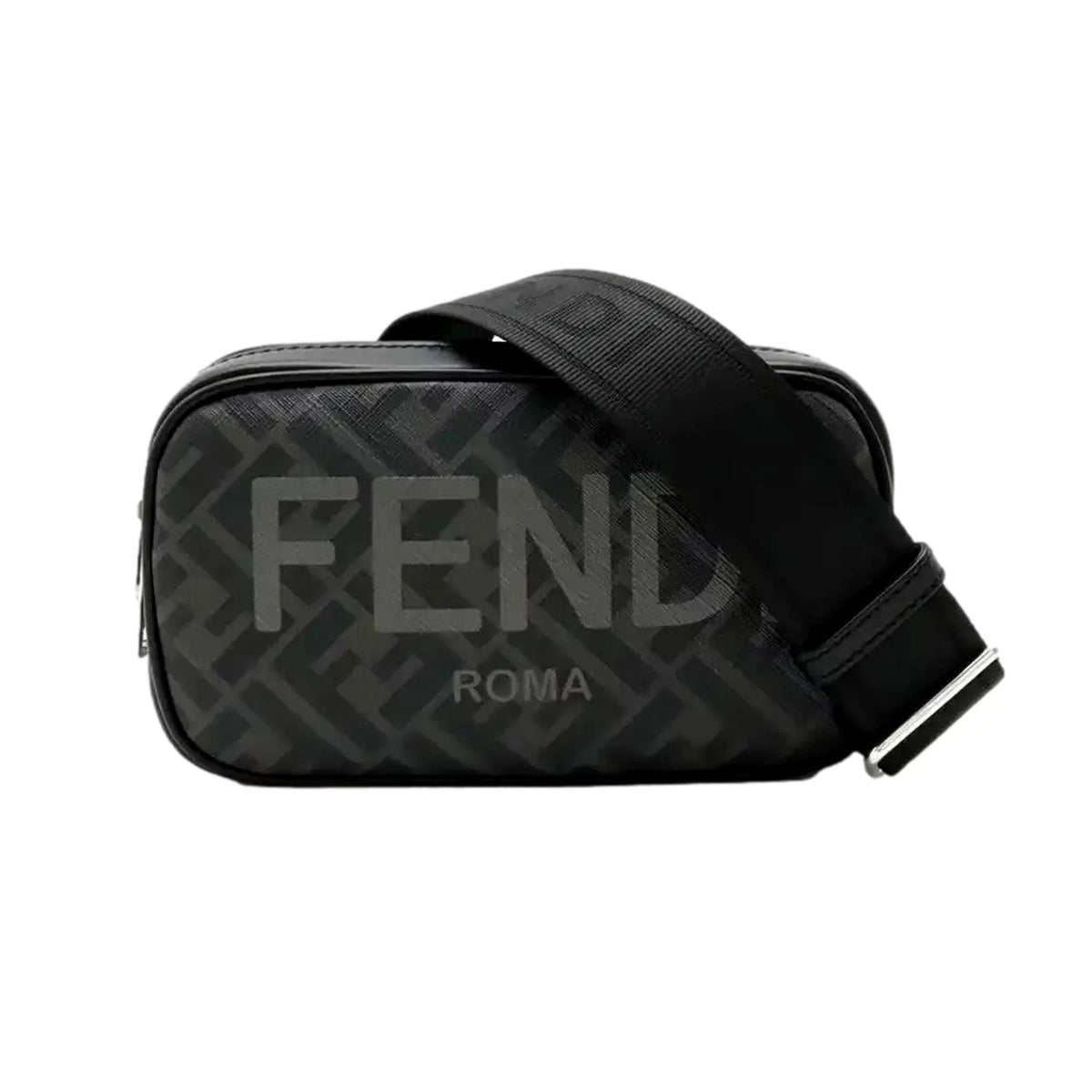 Crossbody Fendi Bag Camera Roma Zucca Black Mini Canvas