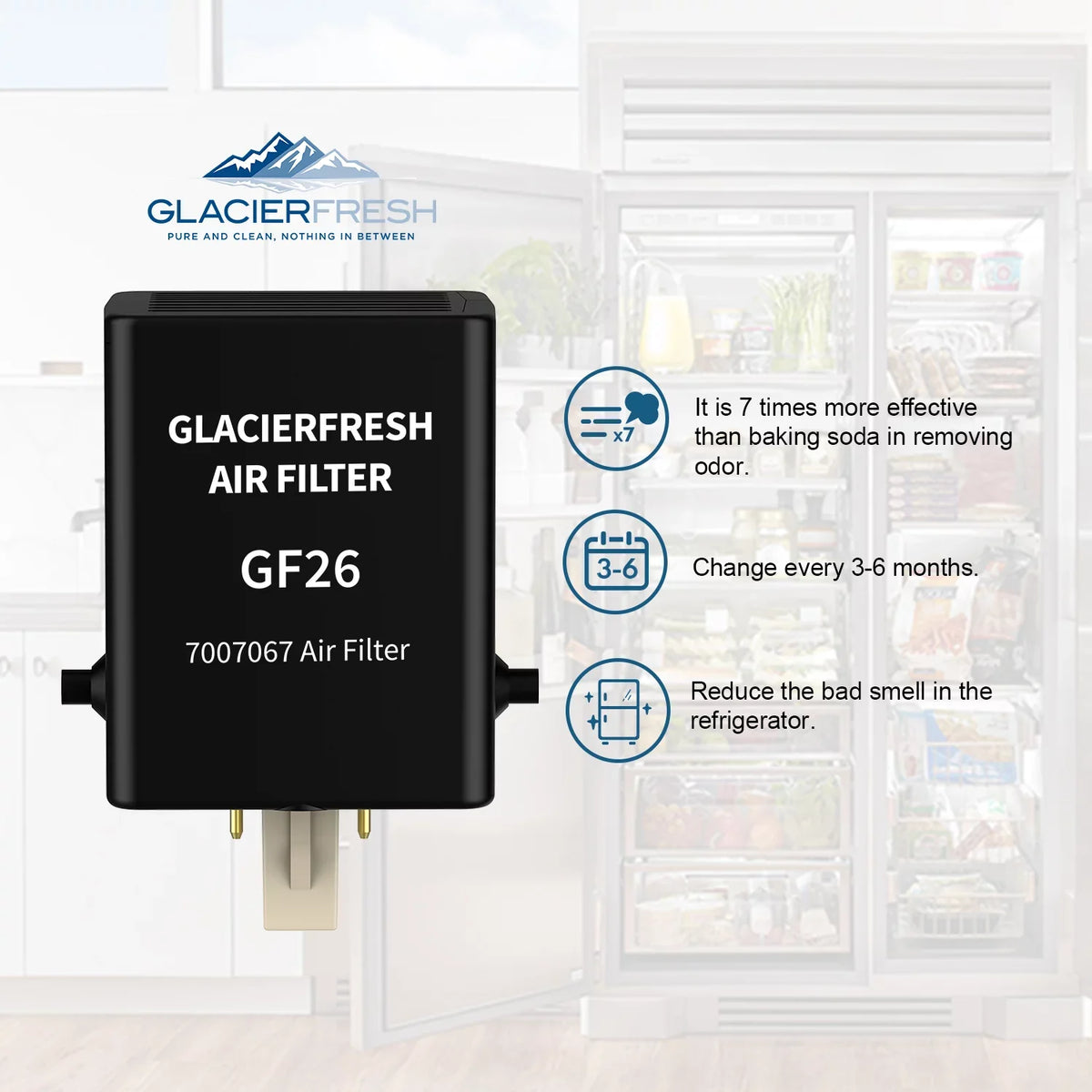 Air FRESH Filter GLACIER Replacement 7007076 Air 2 Refrigerator for Pack Filter,