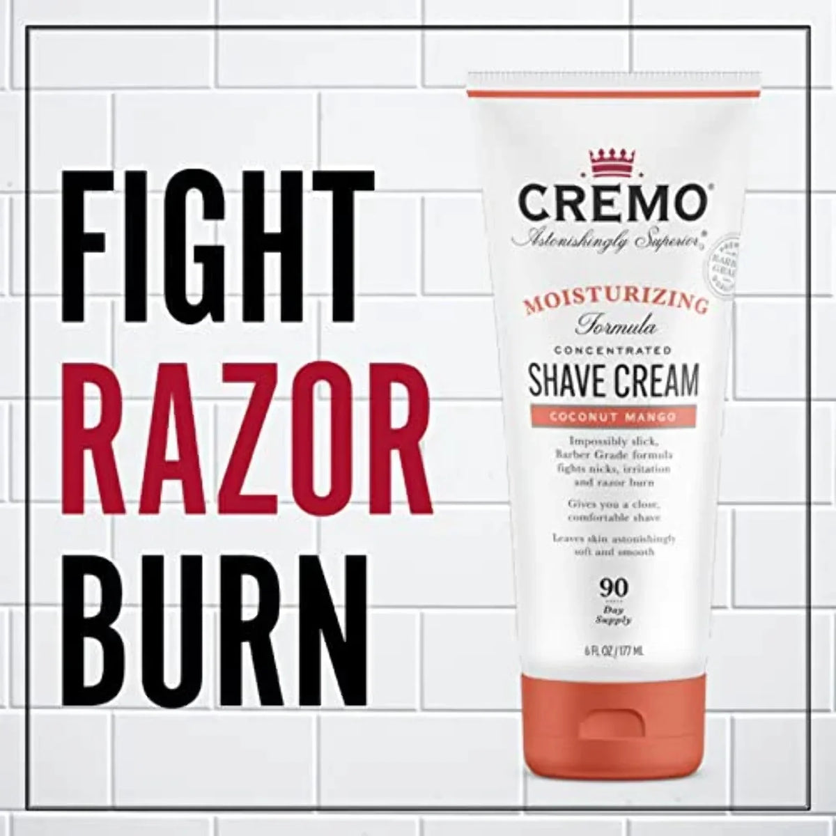 Moisturizing Burn, Women Ultra-Slick Shaving (Pack Astonishingly Cream, Fights for Shave Oz Superior Razor Cuts 2) Mango Cream 6 Cremo and Fl Coconut of Nicks,