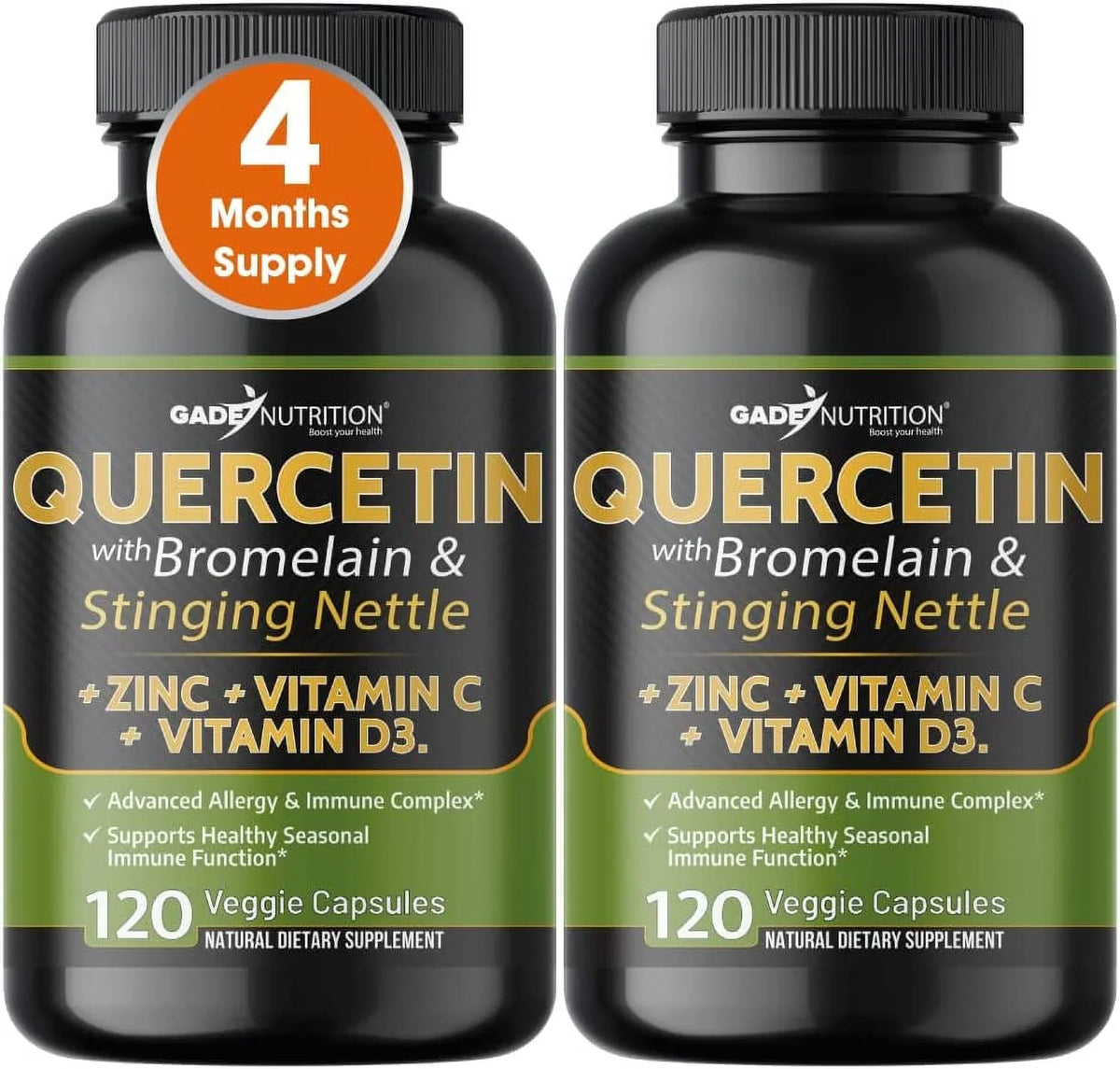 Quercetin Quercetin - - Nettle Gluten-Free, C Vegan) - Quercetin + 4 Vitamin Quercetin Zinc 240 Quercetin Bromelain - Month - Veggie D3 Zinc and - with Caps 500mg Supply Vitamin with (Non-GMO,
