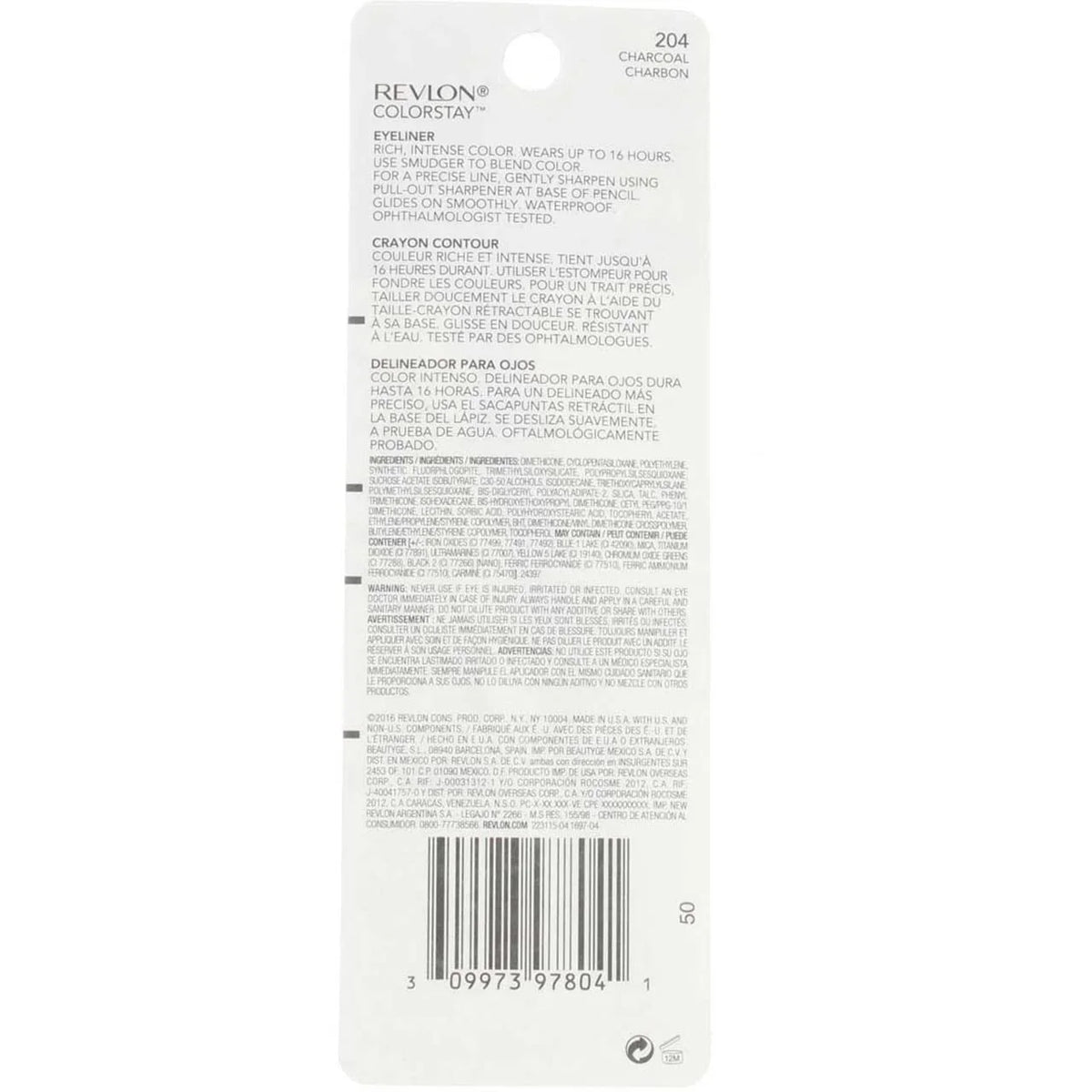 0.01 Pencil, Colorstay Eyeliner Of 4) (Pack Oz Charcoal [204], Revlon