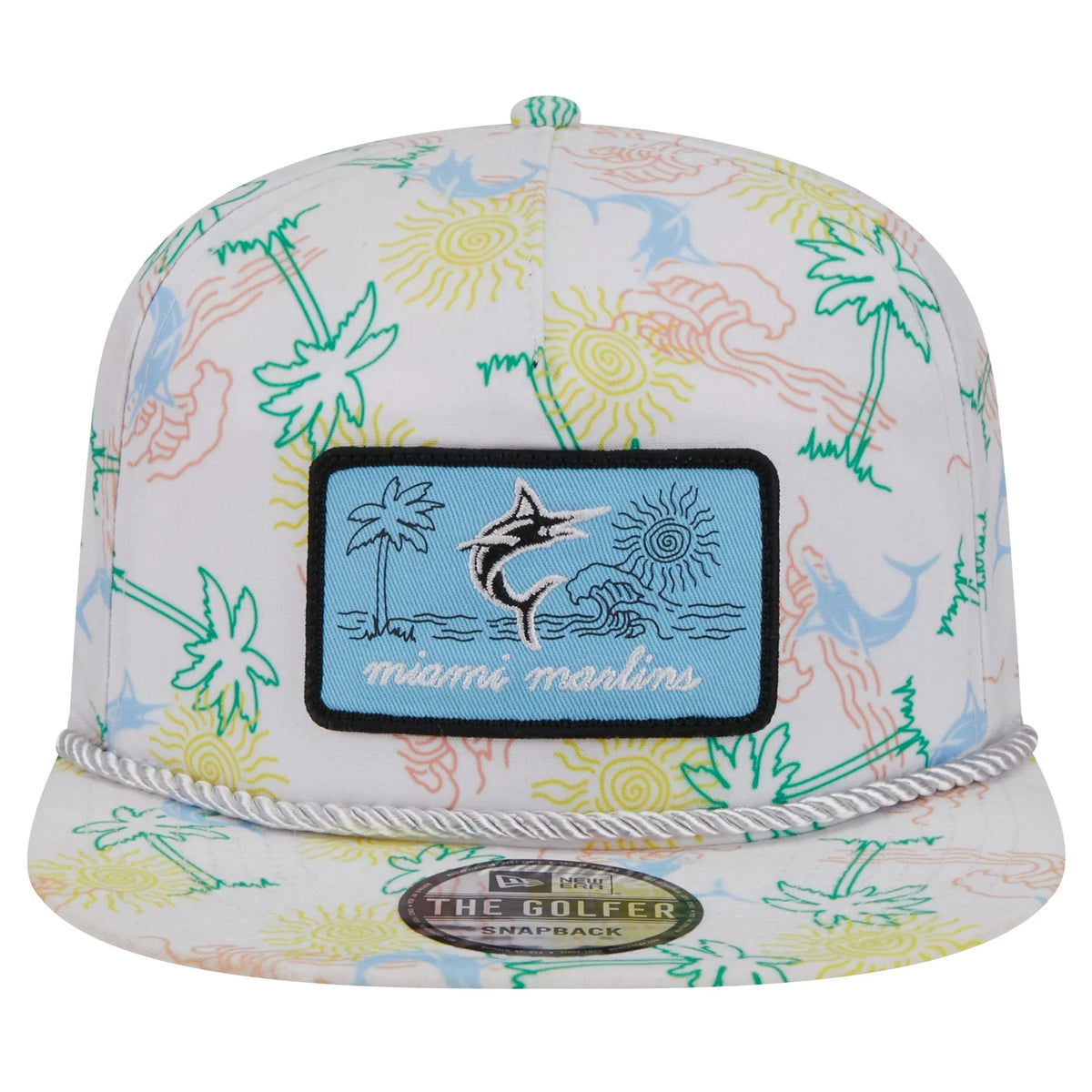 Snapback Hat Men's Marlins White Islander Miami Golfer New Era