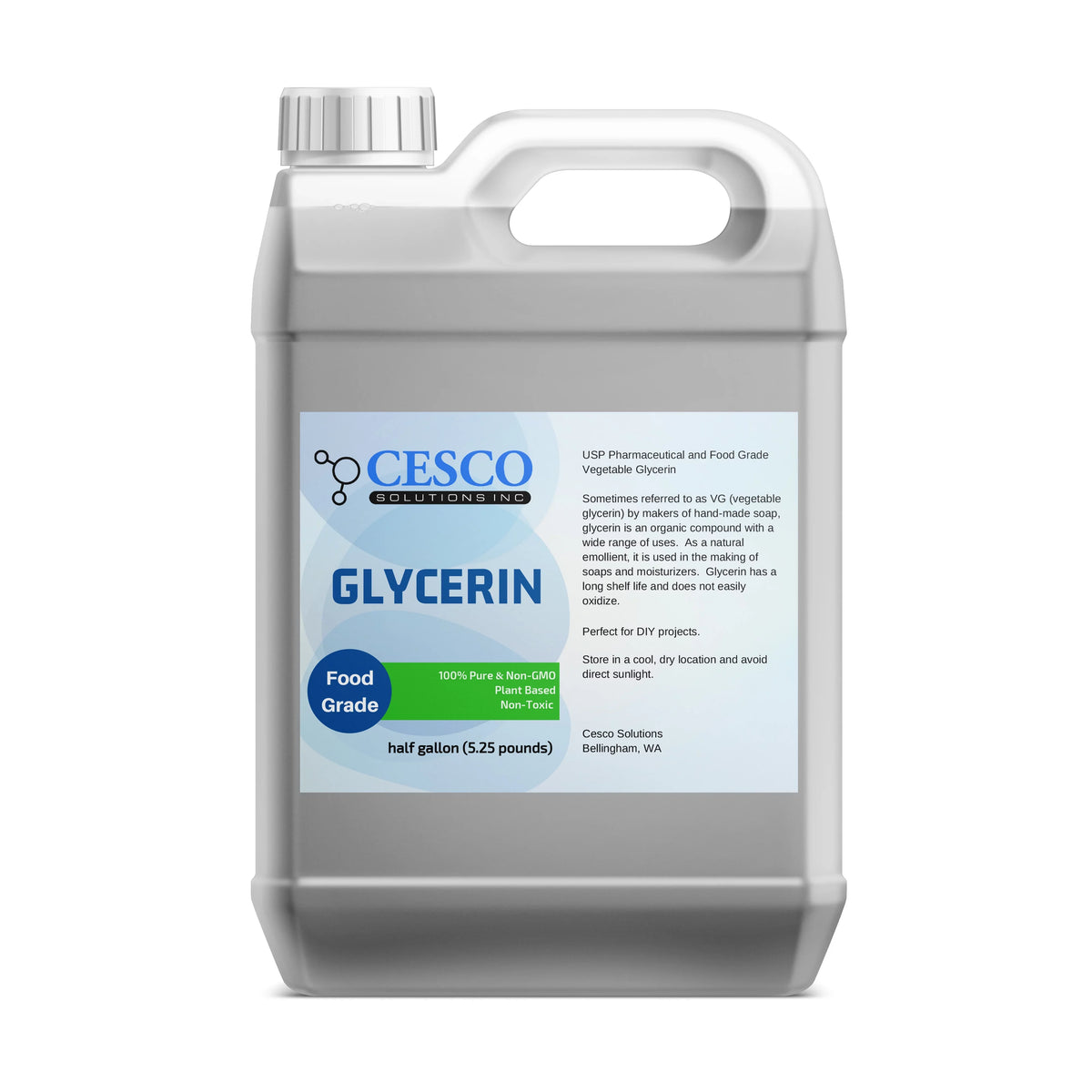 GLYCERIN in Liquid Vegetable Skin - Non-Toxic Non-GMO, Oz Moisturizers DIY 64 Ingredient Spill-Free for Soap Pure Making Natural Emollient Glycerin for Cesco - Solutions Packaging - Plant-Based,