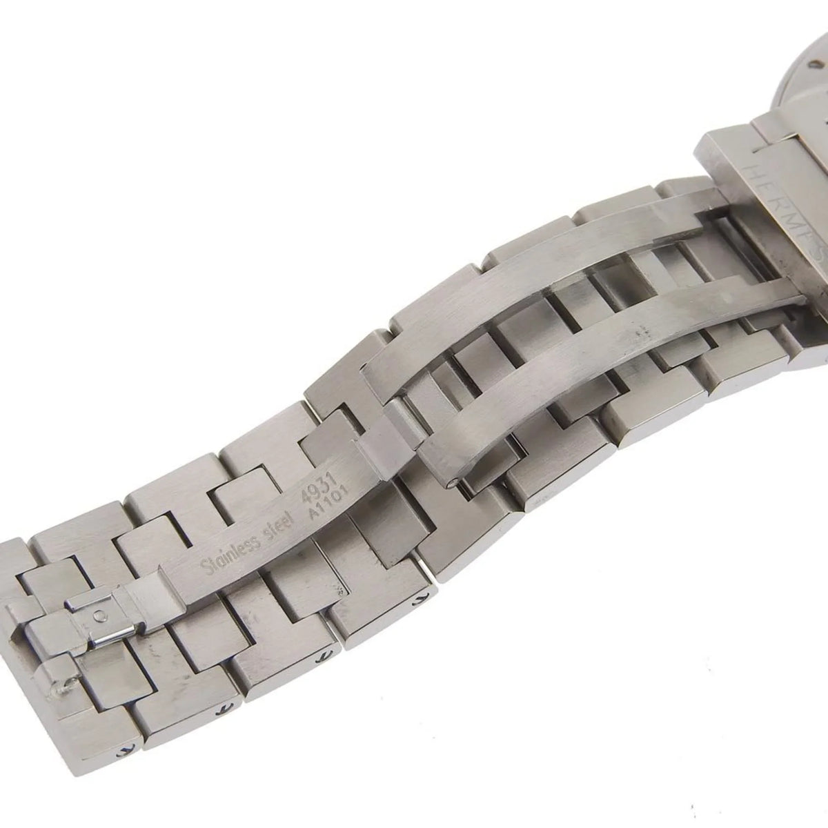 Quartz Stainless Analog White Watch Made Nomad Swiss Steel Pre-Owned Men's NO1.710 Hermes Display Dial Silver (Fair)