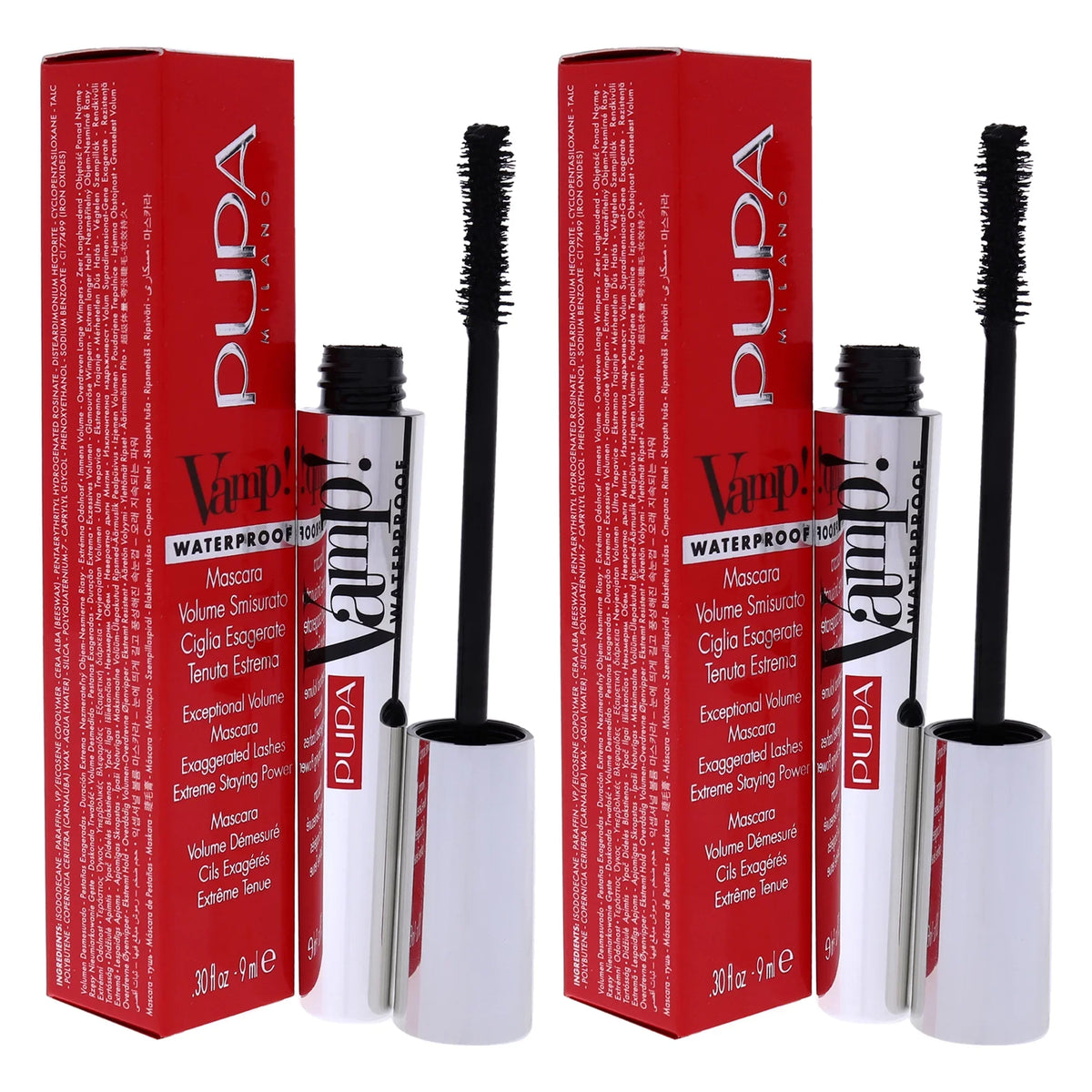 Mascara oz - 0.30 Pupa of Extra 001 Waterproof Vamp! Black Pack Milano 2 - - Mascara
