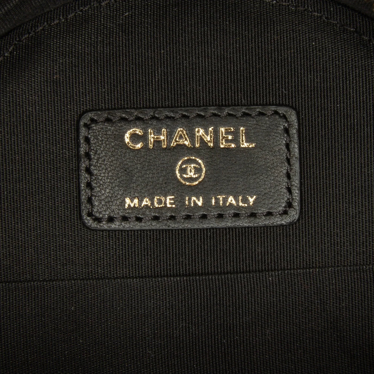 Lambskin Unisex Chanel and 19 Tweed (Good) Pre-Owned Crossbody with Coin Authenticated Clutch Chain Purse Black Bag Fabric Round