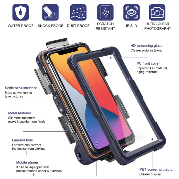 Inch V20 LCD Up Waterproof Protective Underwater Phones UrbanX Swimming for Case Snorkeling Housing with Diving Pro 6.9 to Professional vivo Surfing Lanyard And Video [15m/50ft] all Photo