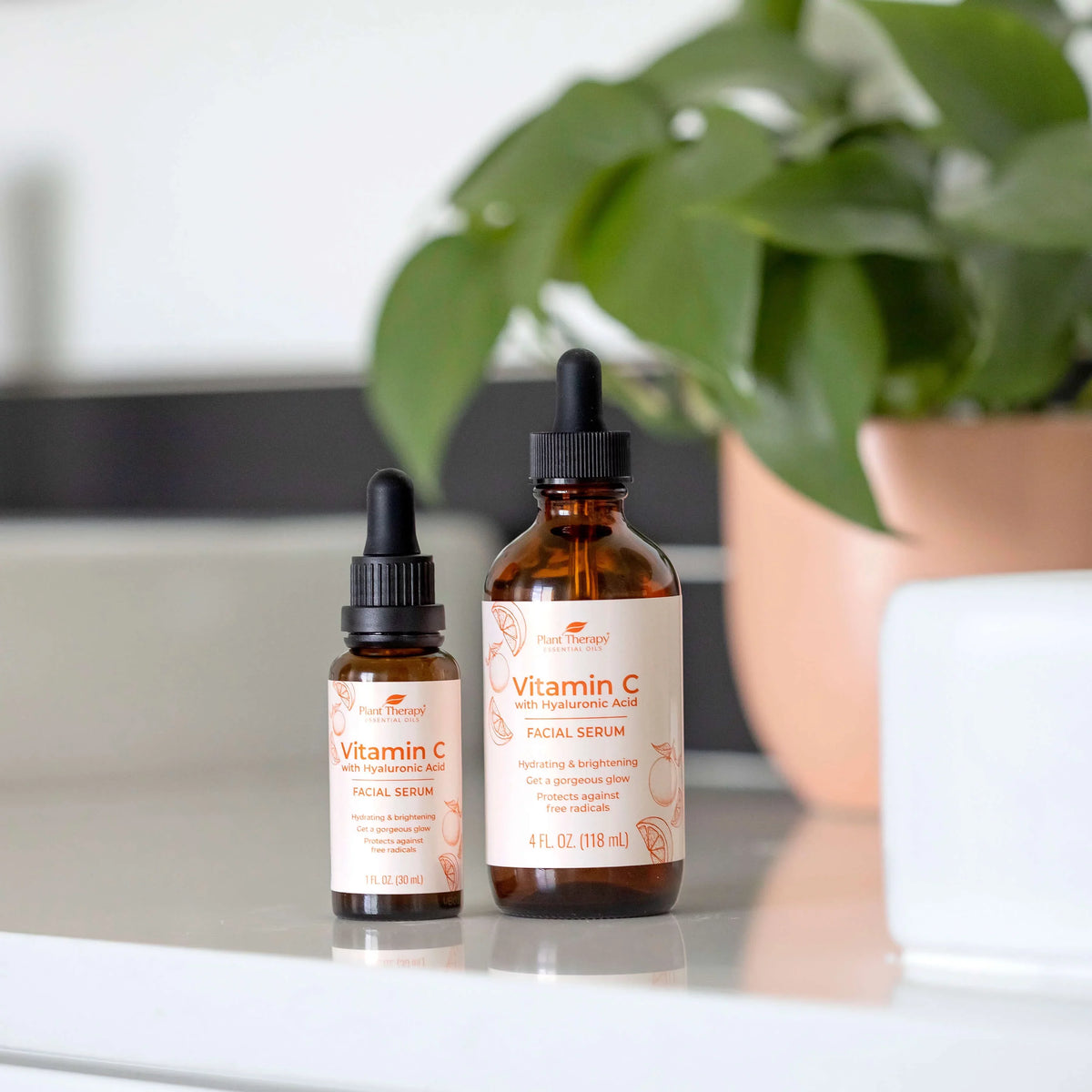 of Hyaluronic Appearance Vitamin Serum Acid, Hyaluronic & Fine Vitamin Plant & Facial Lines with with Wrinkles Reduces 4 C Acid Acid, Ferulic and Therapy the oz E,