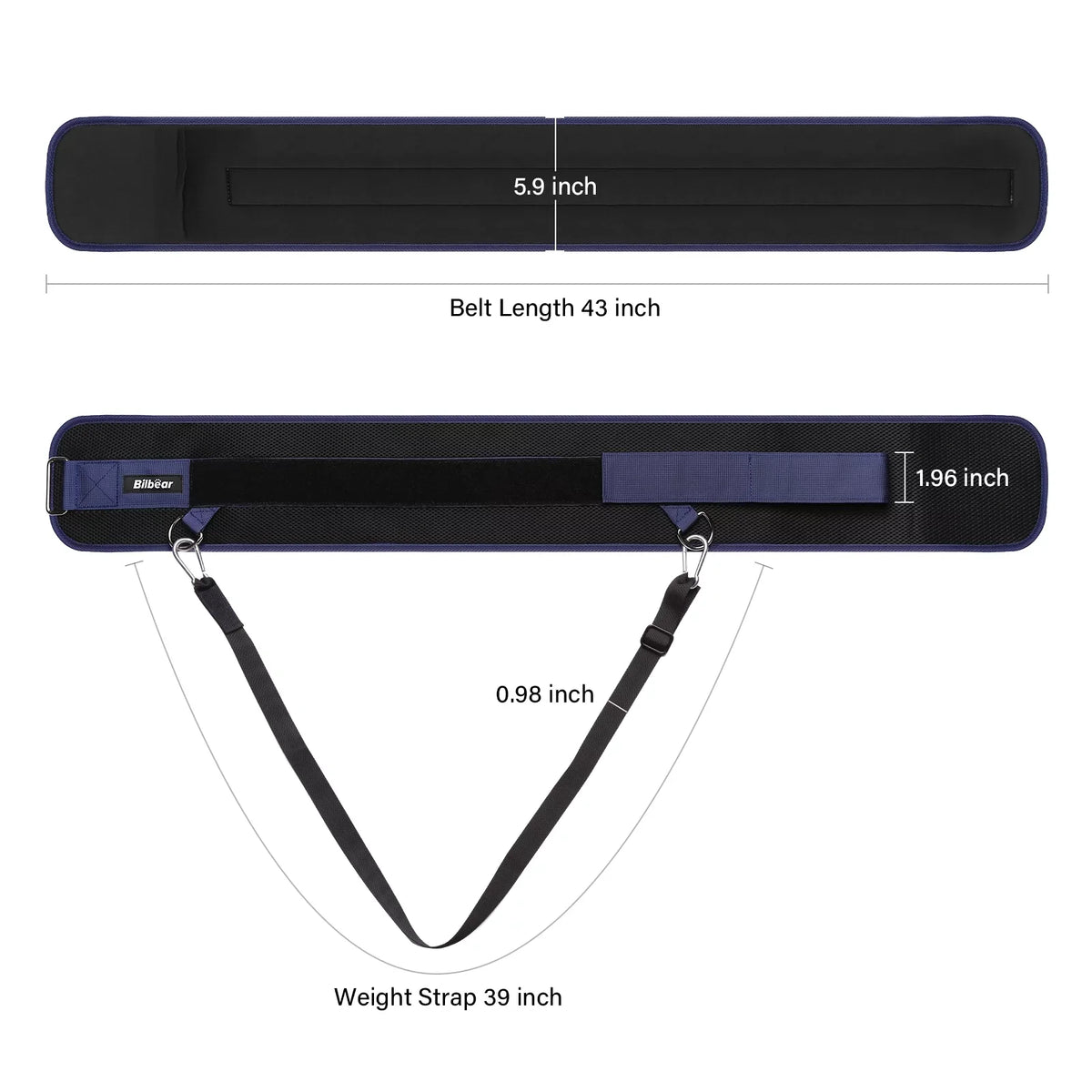 Adjustable,45-Angle pulls Strap,Weight 43 inch Snap Belt Hooks Weightlifting,Weight Dip 39 up,with lifting strap Belt for for Dip Rings&2 Bilbear inch Comfort Position