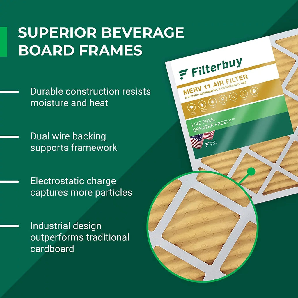 MERV Furnace Air (2-Pack) Filterbuy AC HVAC 11 Filters 10x18x4 Pleated