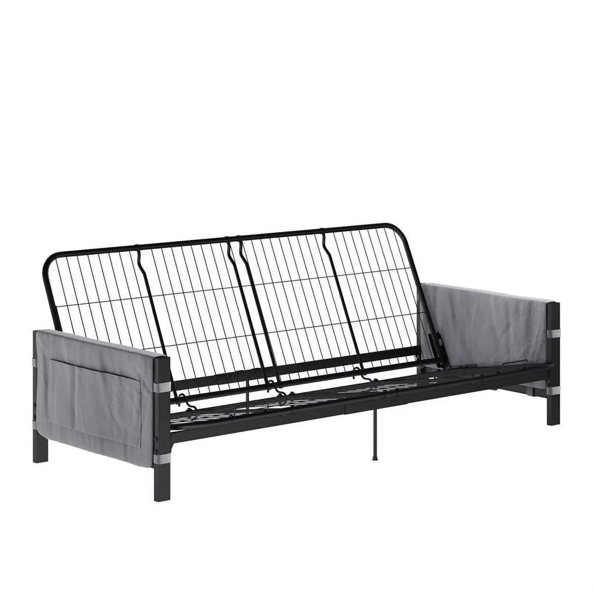 Futon Gray DHP Melbourne with Futon Storage Thermobonded in Mattress 6"