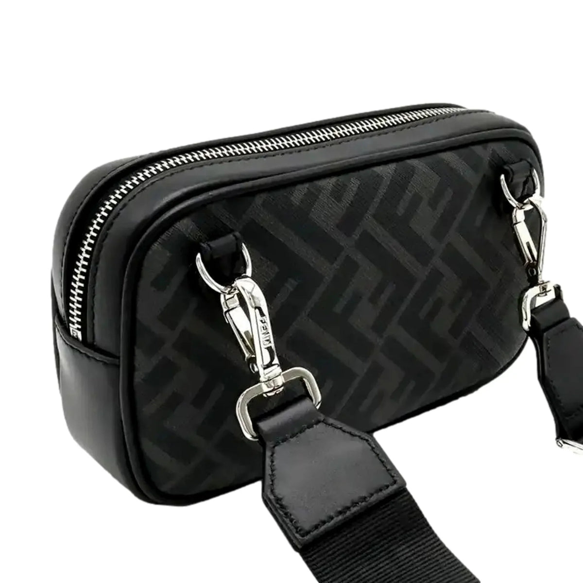 Crossbody Fendi Bag Camera Roma Zucca Black Mini Canvas