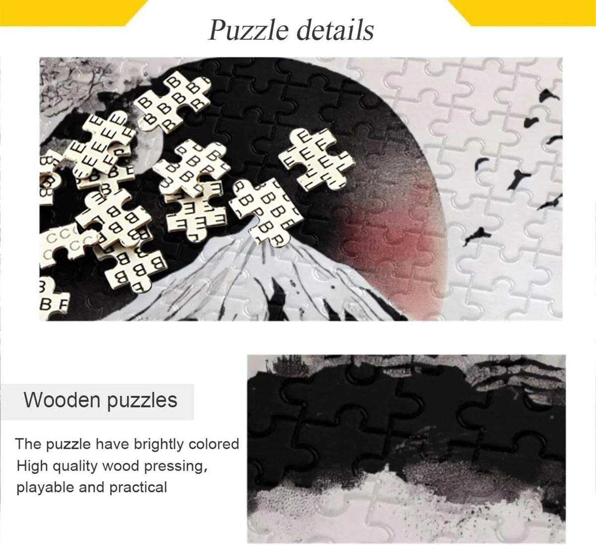 Brain Exercise Puzzle Puzzle Game Zigsaw with Parents for Adults, Gift Traditional Painting 500 Wooden Storage Japanese for Challenging Friends PCS Fun Kids Bag, Print, Family Jigsaw
