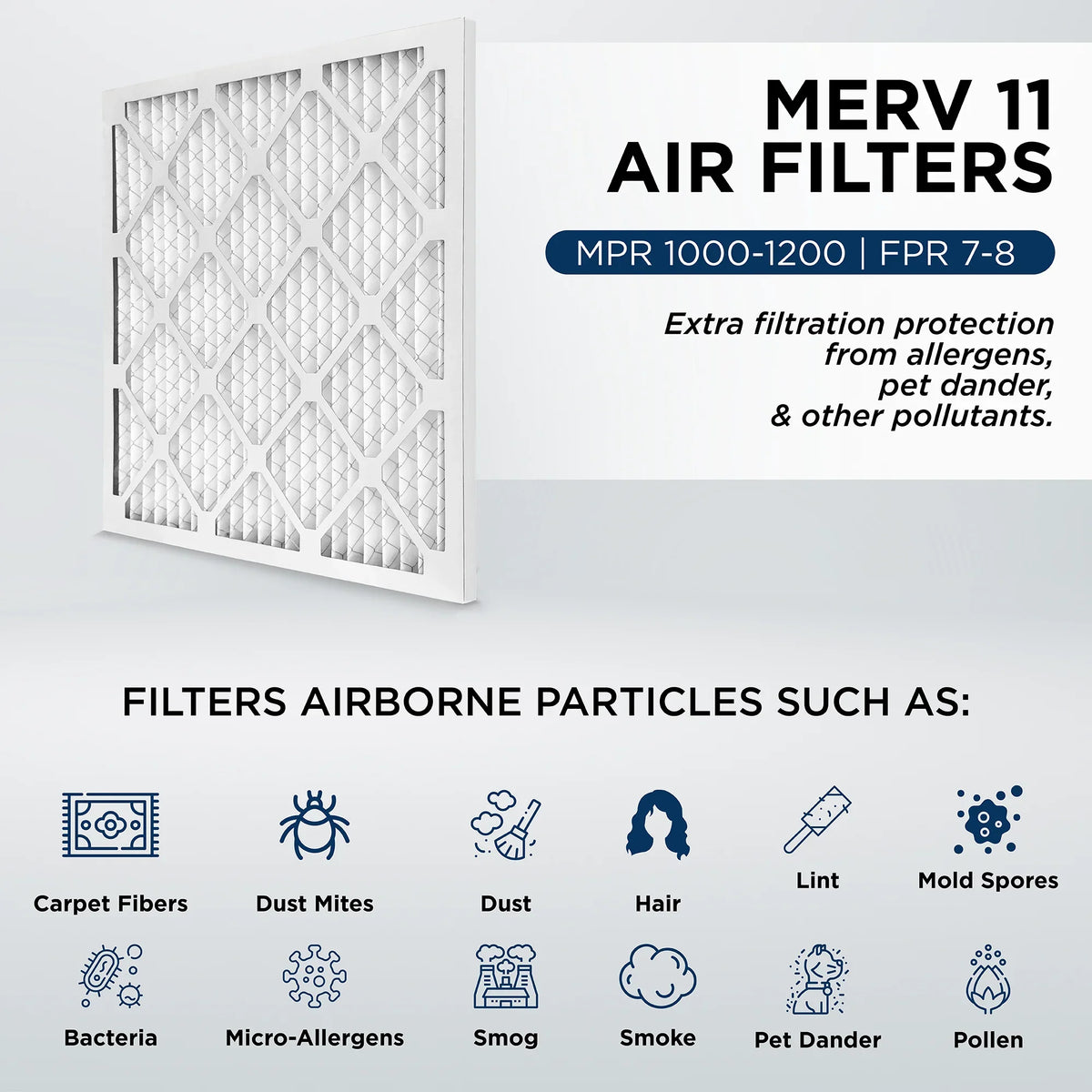Size: Air 2" Furnace MERV 11, 23-3/8 6. 1000 24x24x2 AC Filters MPR Actual Quantity by 23-3/8 x 1-3/4 Pamlico. x Pleated