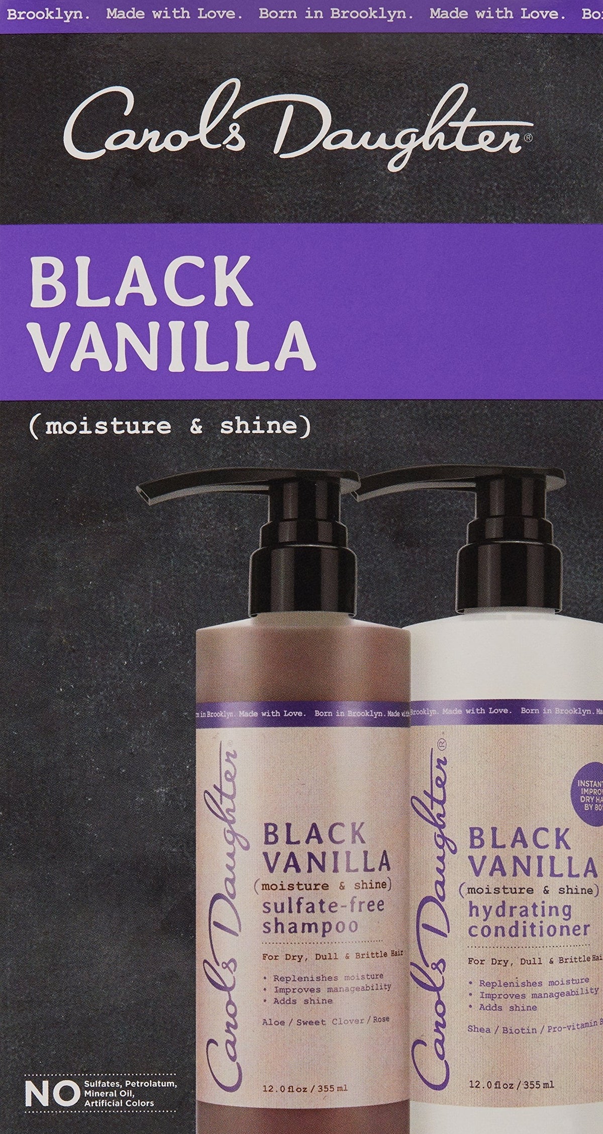 Hair Free Shampoo Vanilla & Shampoo Hair Dull Daughter Sulfate Conditioner Black and Conditioner Hair, May Shine Moisture Dry and (Packaging Hydrating Carol?s Set and Vary) For