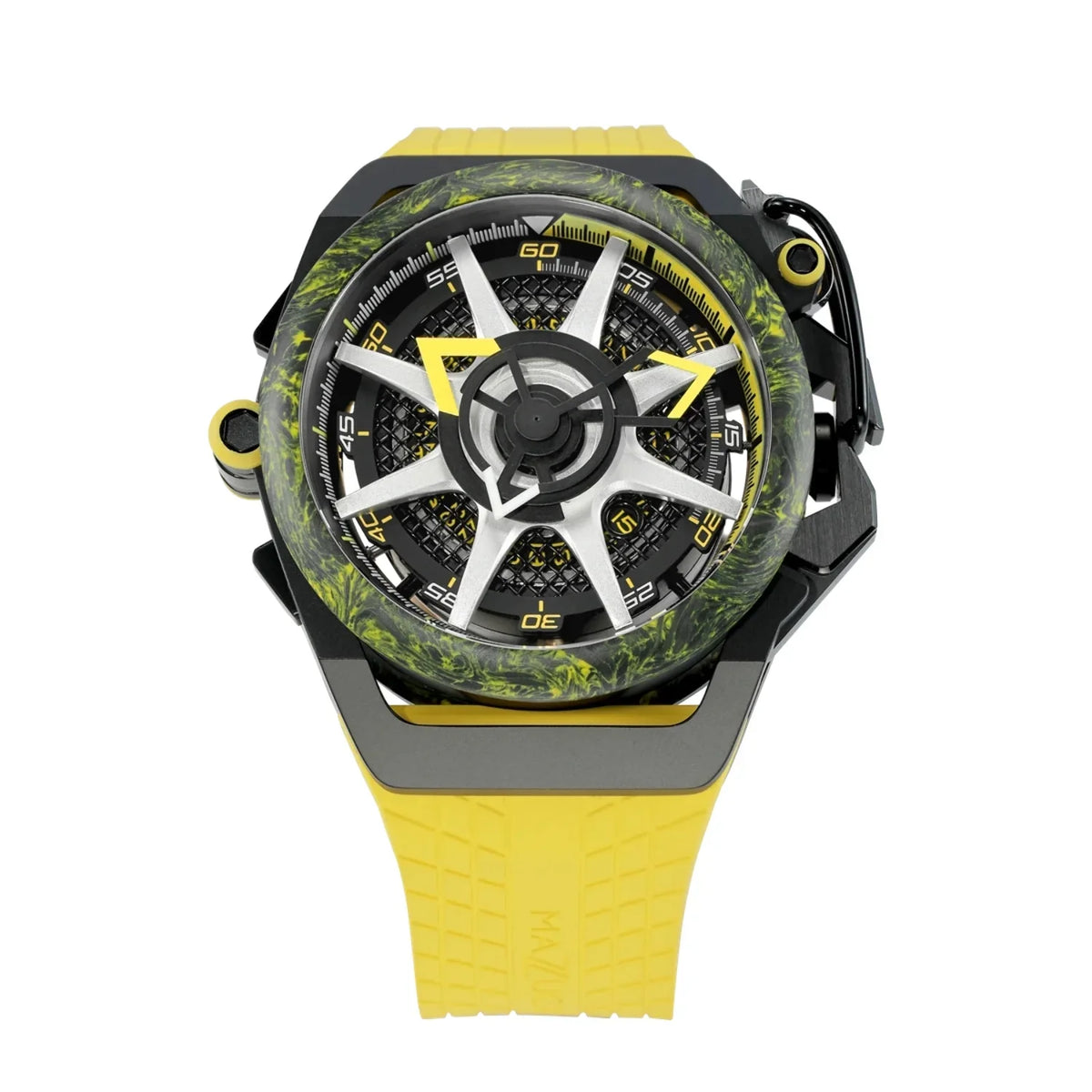 for - Rim Watch Black Men Twin Dial Reversible Automatic Adult Monza Chronograph Mazzucato