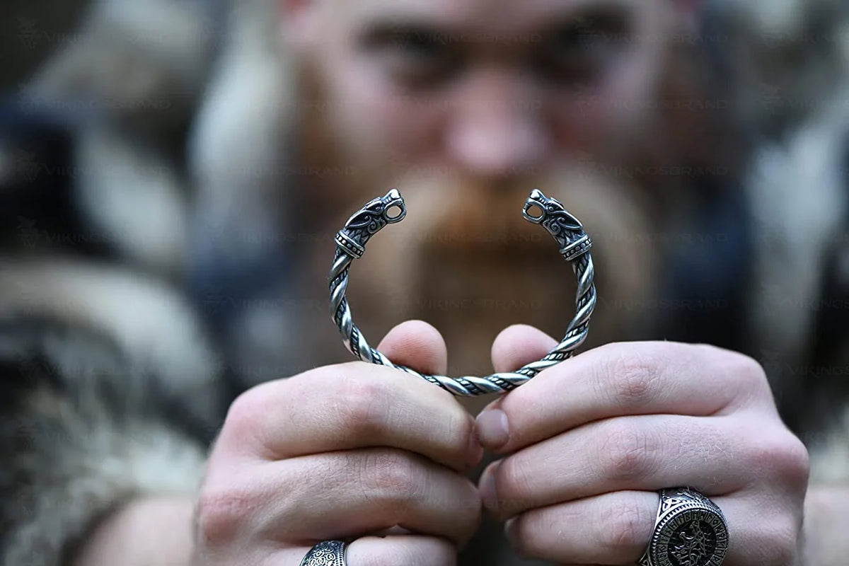 | Bracelet Wolf Adjustable 7-10 Wristband Metal Boys Heads Men Pagan for | for Norse Men Odin | Arm | Bracelet Jewelry God Rings for & inches Men Gift