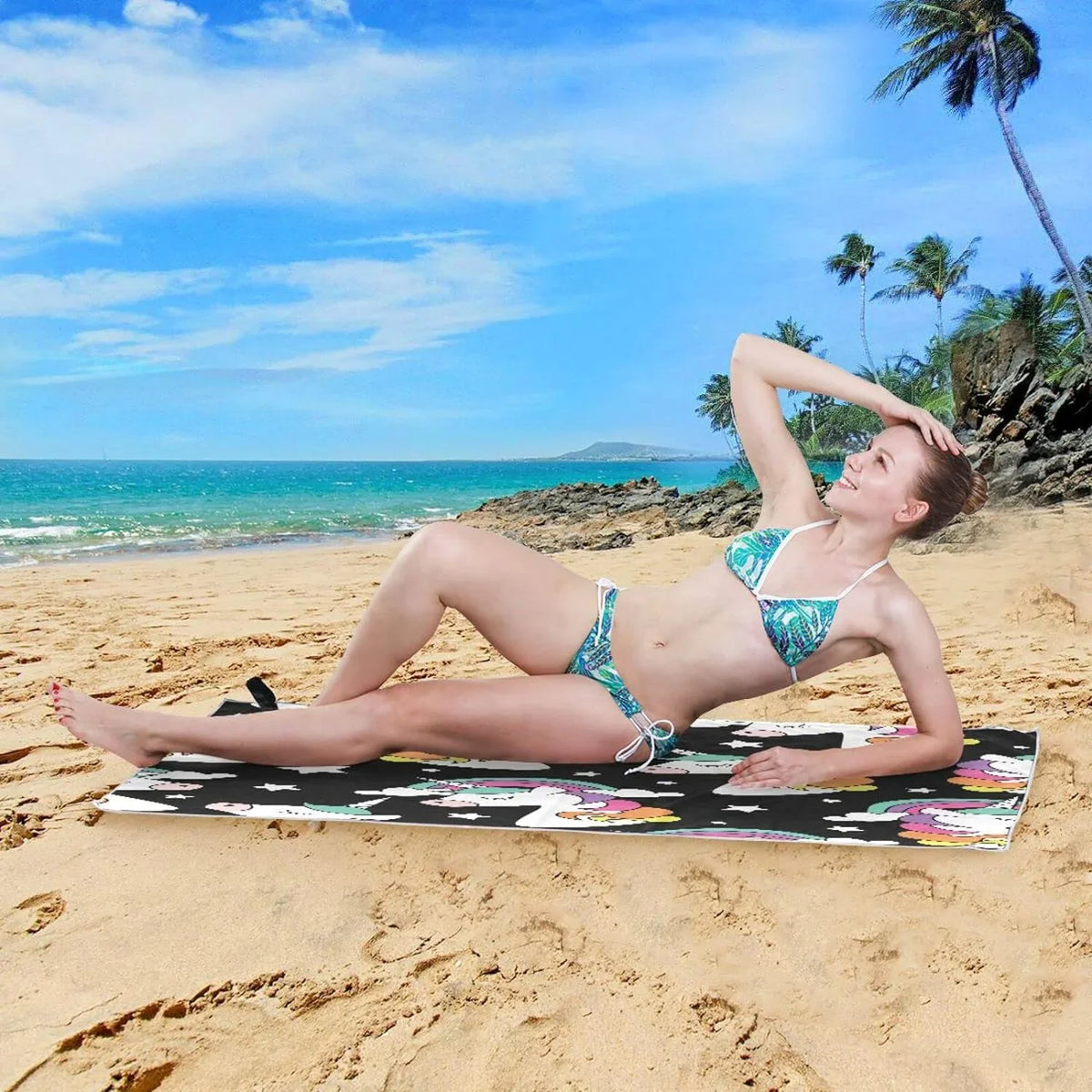 Lightweight Towel Swimming Towels Compact Super Beach Dry Print Bestwell Absorbent Holiday（248） for - Towel Camping Travel Quick Oversized Unicorn -