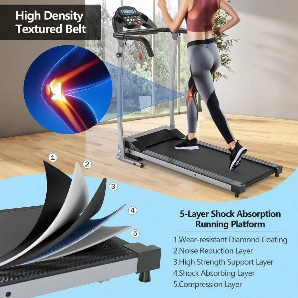 Display Compact Electric Your Up Treadmill LED Routine Level Fitness Folding