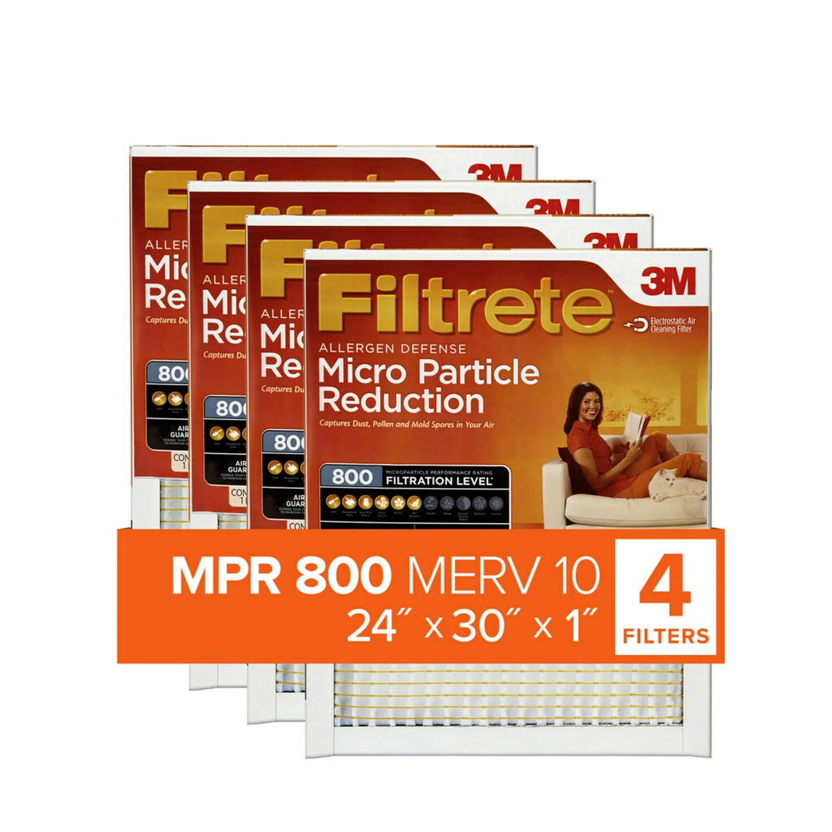 Reduction, MPR Filters Filtrete 10, 800 Filter, Particle 4 Air 24x30x1 Micro MERV