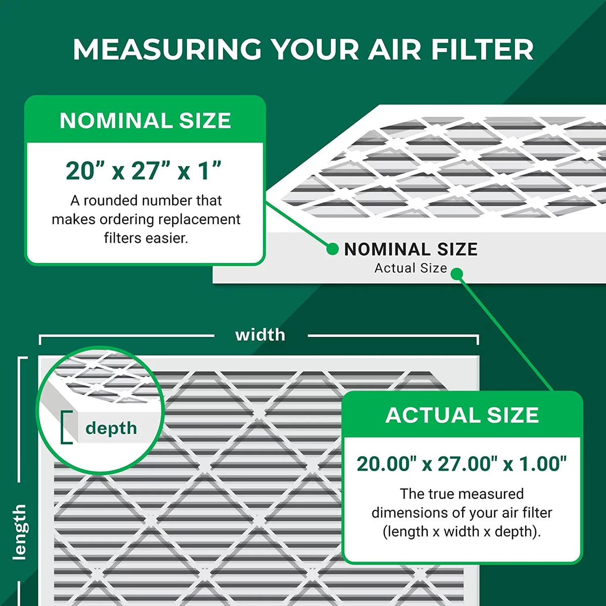 Pleated Filters AC (4-Pack) HVAC Filterbuy MERV Air Furnace 20x27x1 8