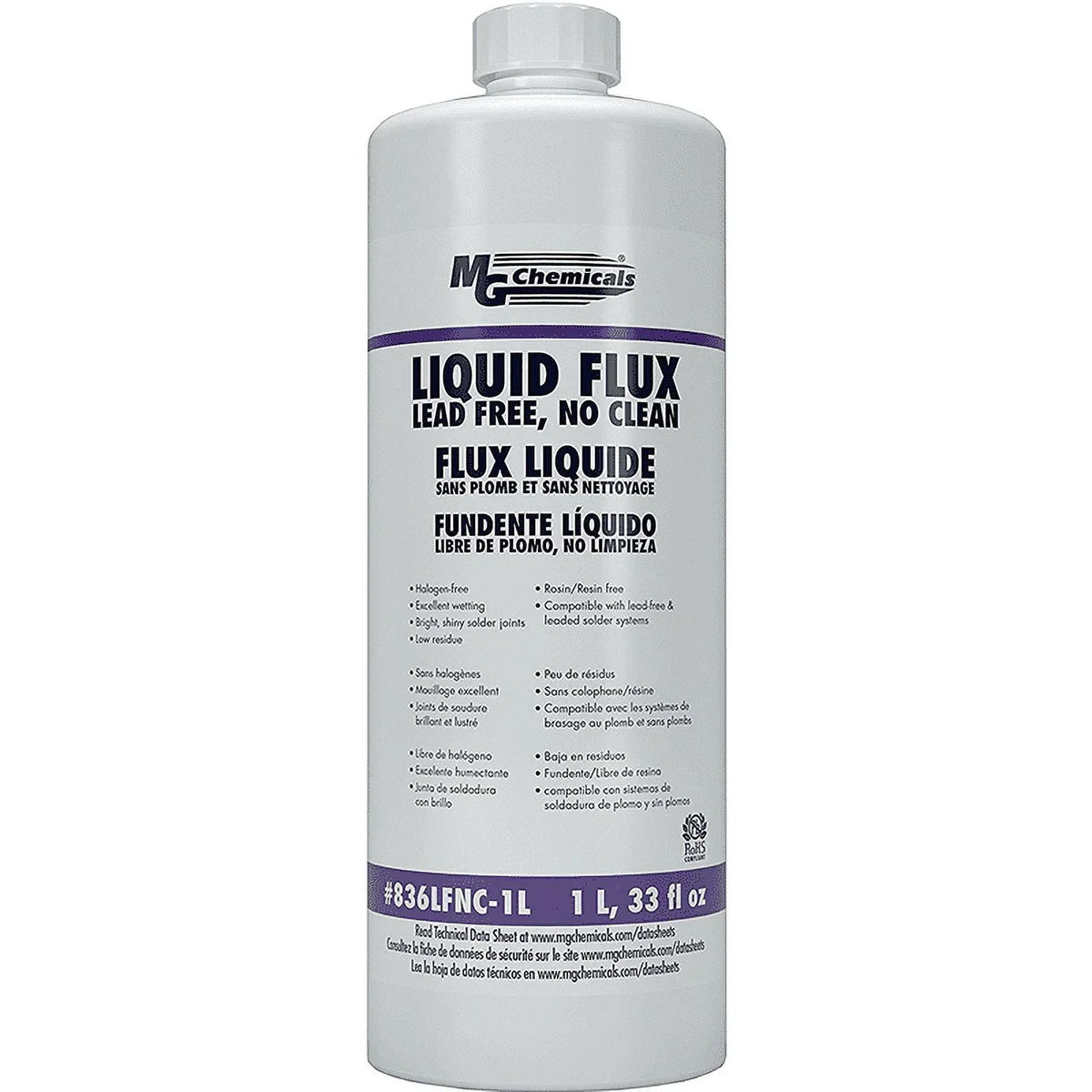 Mg Lead Flux Chemicals 836LFNC-1L Free Clean No