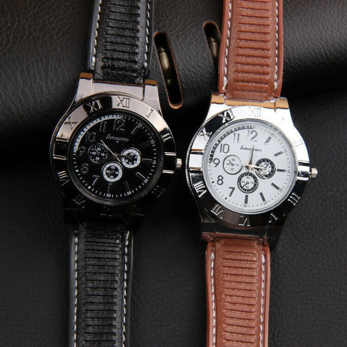 Outdoor Rechargeable Rubber Lighter USB Watch Strap Men's Windproof USB Gift Flameless Watch