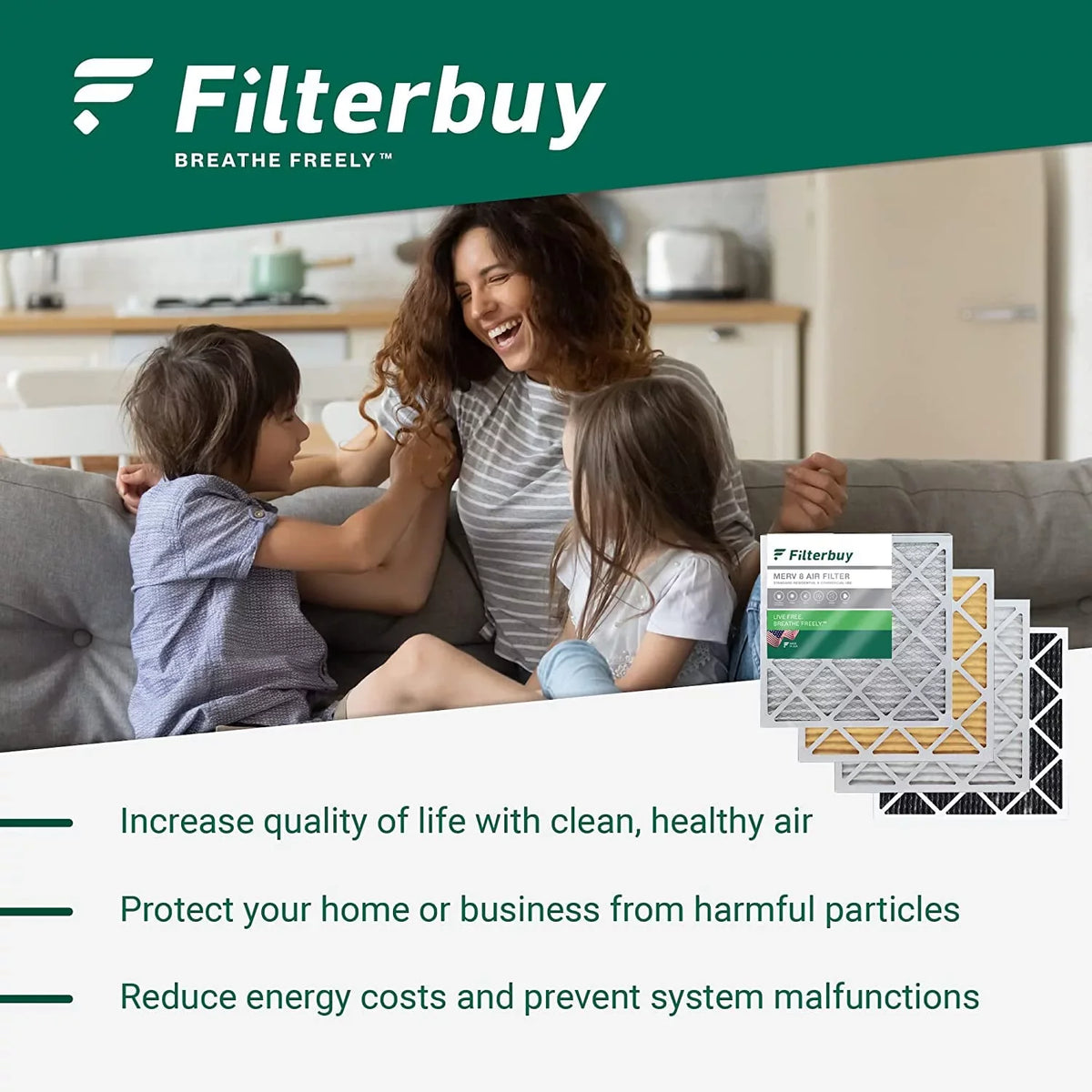 Furnace Filterbuy AC Pleated 11 (3-Pack) 20x25x2 MERV Air Filters HVAC