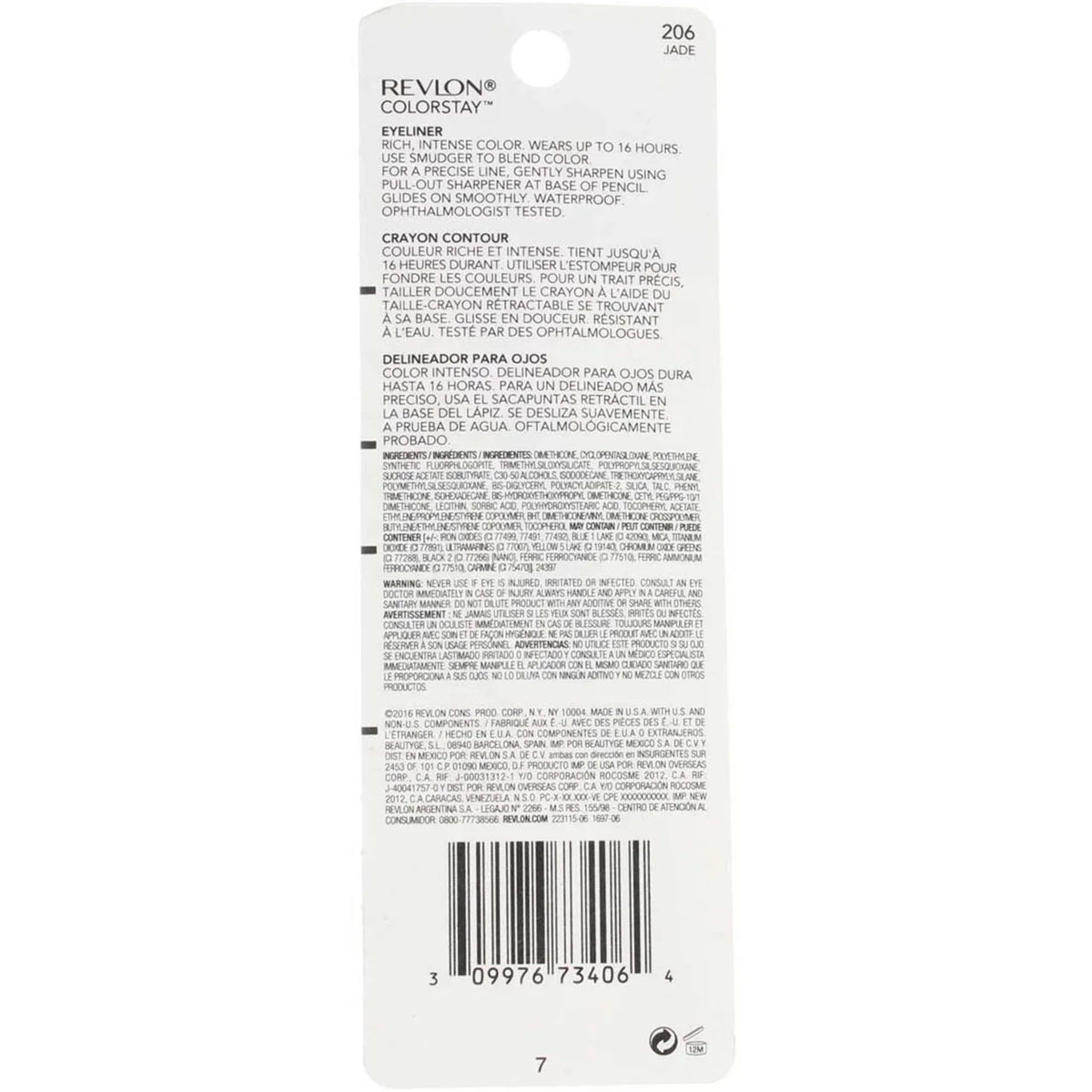 [206] Eyeliner 4) 0.01 Pencil, of (Pack oz Revlon Jade ColorStay