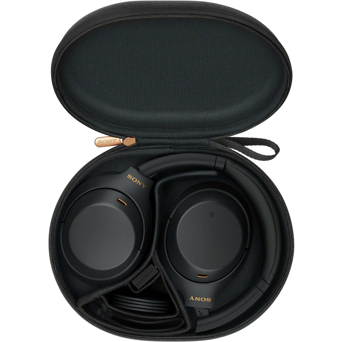 Connection Case Includes: for Plug & Carry Adapter Cable, In-Flight Microfiber Type-C (Black) Wireless Cloth - Sony USB Use, Headphones Compact Over-Ear Noise-Canceling WH-1000XM4 Cable, Cleaning
