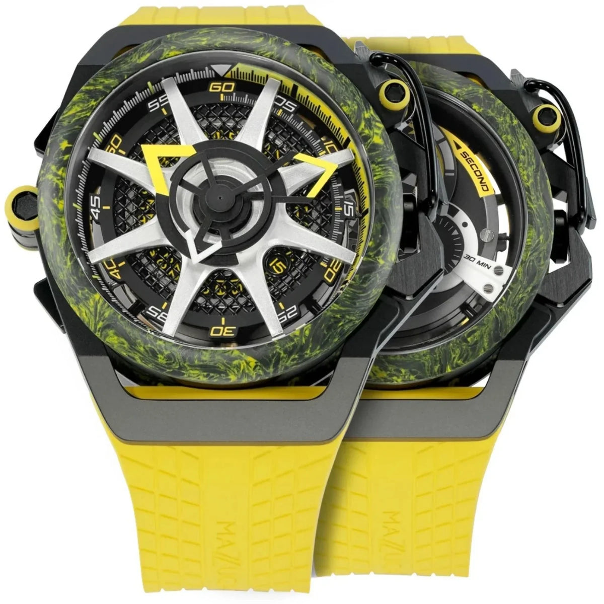 for - Rim Watch Black Men Twin Dial Reversible Automatic Adult Monza Chronograph Mazzucato