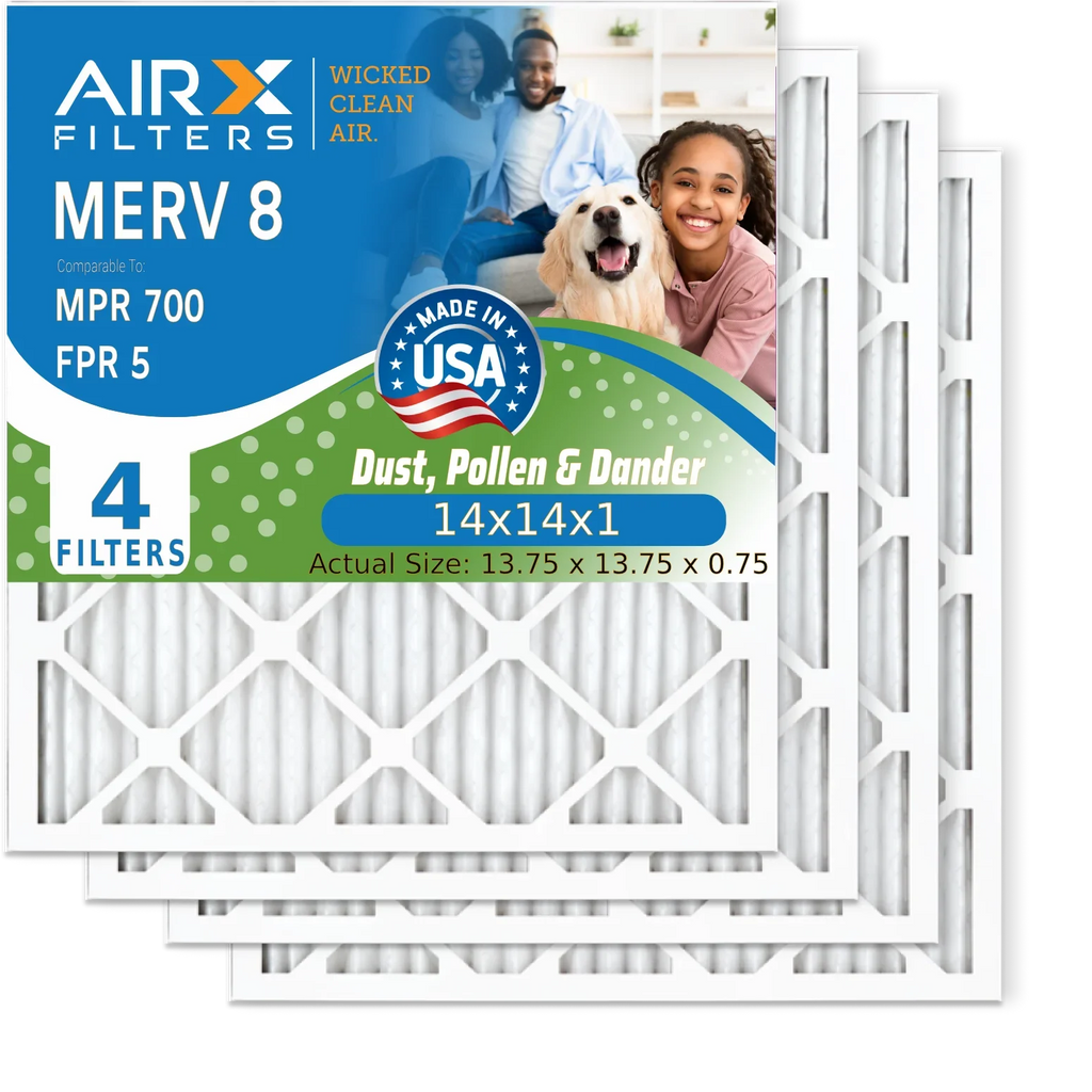 Made Pleated Filters Air AIR. 14x14x1 FPR HVAC Electrostatic Filter Filter Premium 14x14x1 Pack Comparable Conditioner USA 5 Air AIRX FILTERS by AC 8 MPR 4 WICKED Furnace MERV 700 CLEAN & to