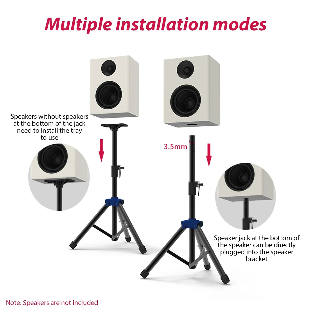 Speaker, Bracket Studio Sound Surround Heavy Duty Non Bisofice Performance Stand Speaker Stand slip Tripod for with Adjustable Height for Base,