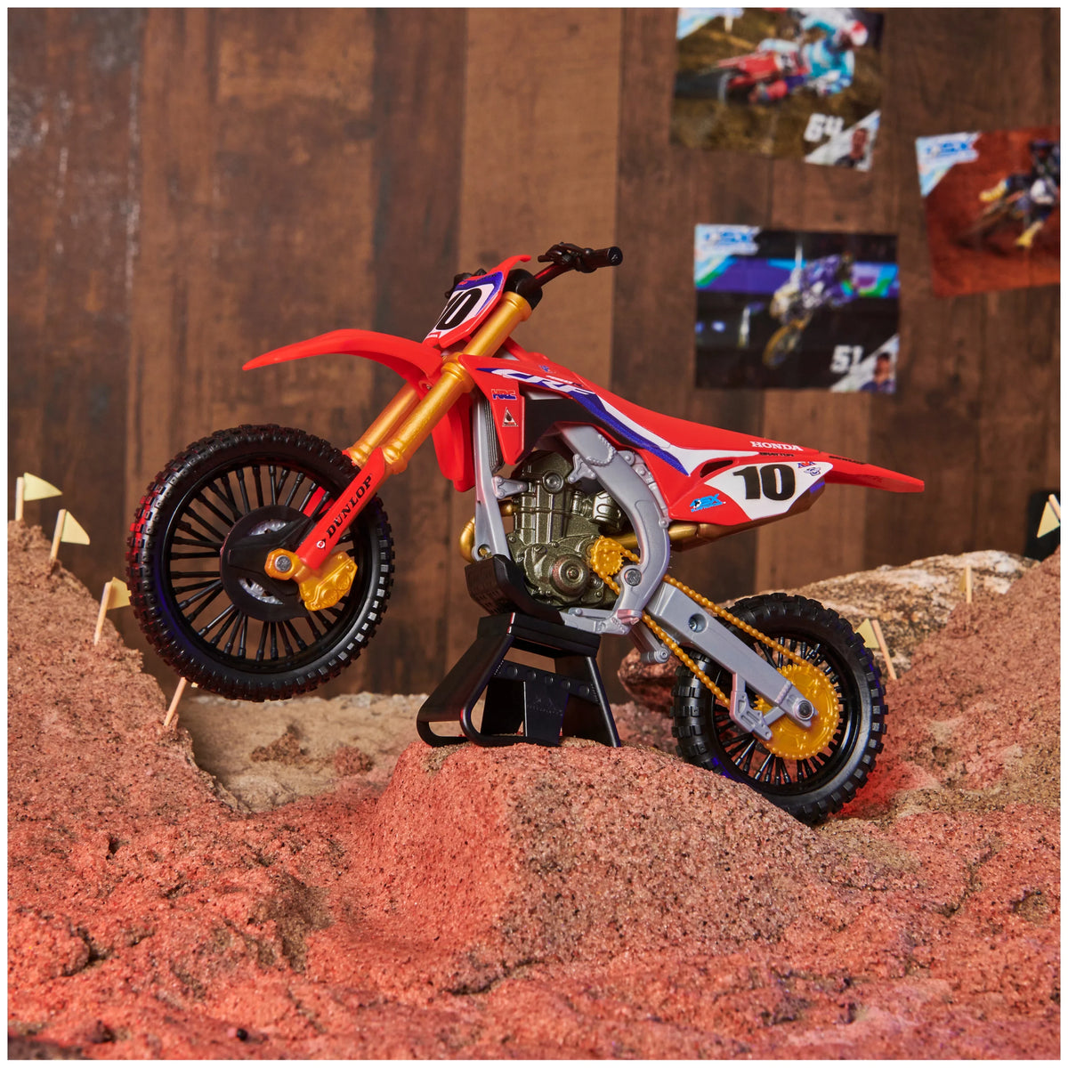 Justin Replica Die-Cast 1:10 Collector Stand Brayton Authentic Motorcycle Scale Supercross, with Display