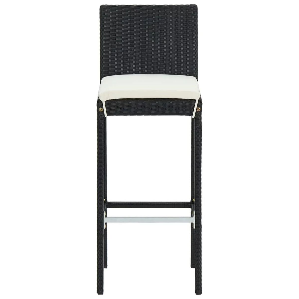 Furniture Garden, Stool 2 Balcony, Chair Patio, Bar Piece Set for 3 Poly and Outdoor Footrest Bar Black Backyard, Patio Bar Table Cushioned with Rattan Backrest Anself and